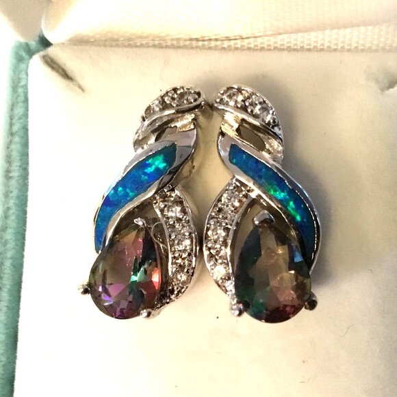 Sterling Silver Cut Crystal Earrings - Picture 5 of 5